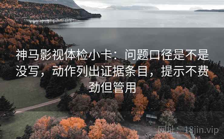 神马影视体检小卡：问题口径是不是没写，动作列出证据条目，提示不费劲但管用