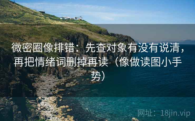 微密圈像排错：先查对象有没有说清，再把情绪词删掉再读（像做读图小手势）